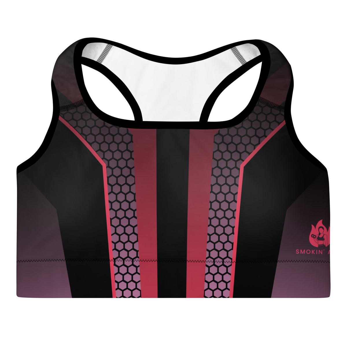 Black and Pink designed Padded Sports Bra